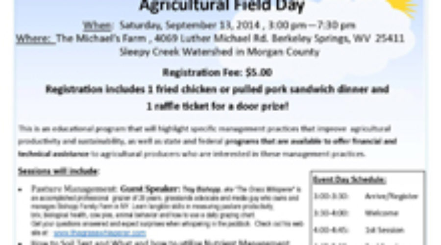 Agricultural Field Day to be held on Sat. Sept. 13, 2014