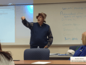 Warren Mickey plays "the cantankerous farmer" for panel discussion